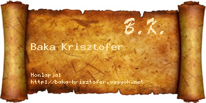 Baka Krisztofer névjegykártya